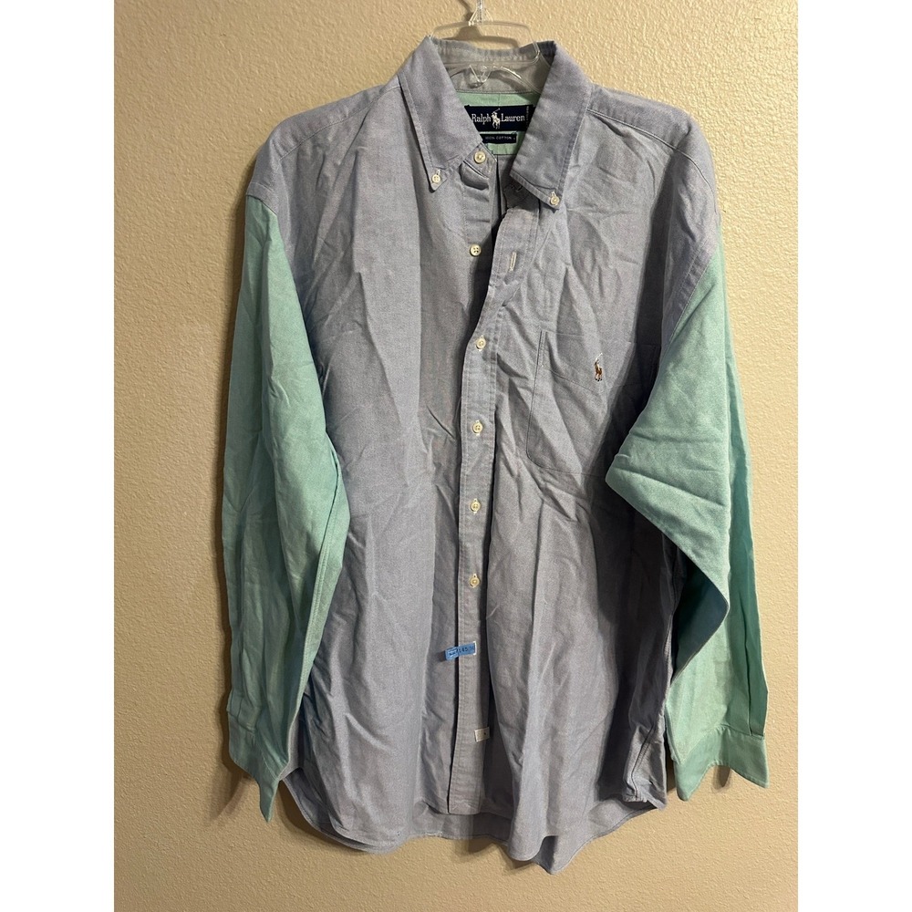 Ralph Lauren Color Block Oxford Button Down Shirt Mens Large L Pony Logo